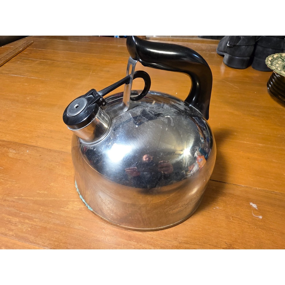 Revere Ware Whistling Tea Kettle Copper Bottom Stainless Steel Paul Revere CU13a